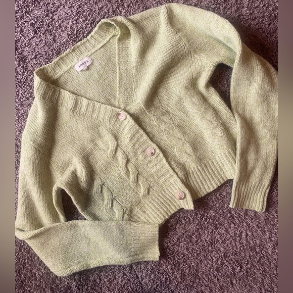 ADORA Sweaters - Adora Cable Knit green cardigan
